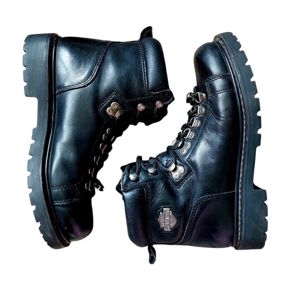 Harley-Davidson Dipstick Motorcycle Moto Biker Boot Black Steel Toe Women's Sz 9 - Picture 5 of 9